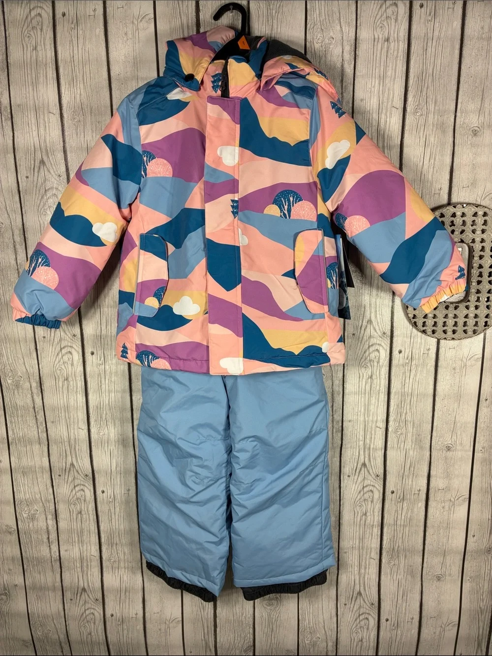 Iceburg Outerwear Mountain Print Winter Jacket & Snow Overalls/Pants Set Size 4T